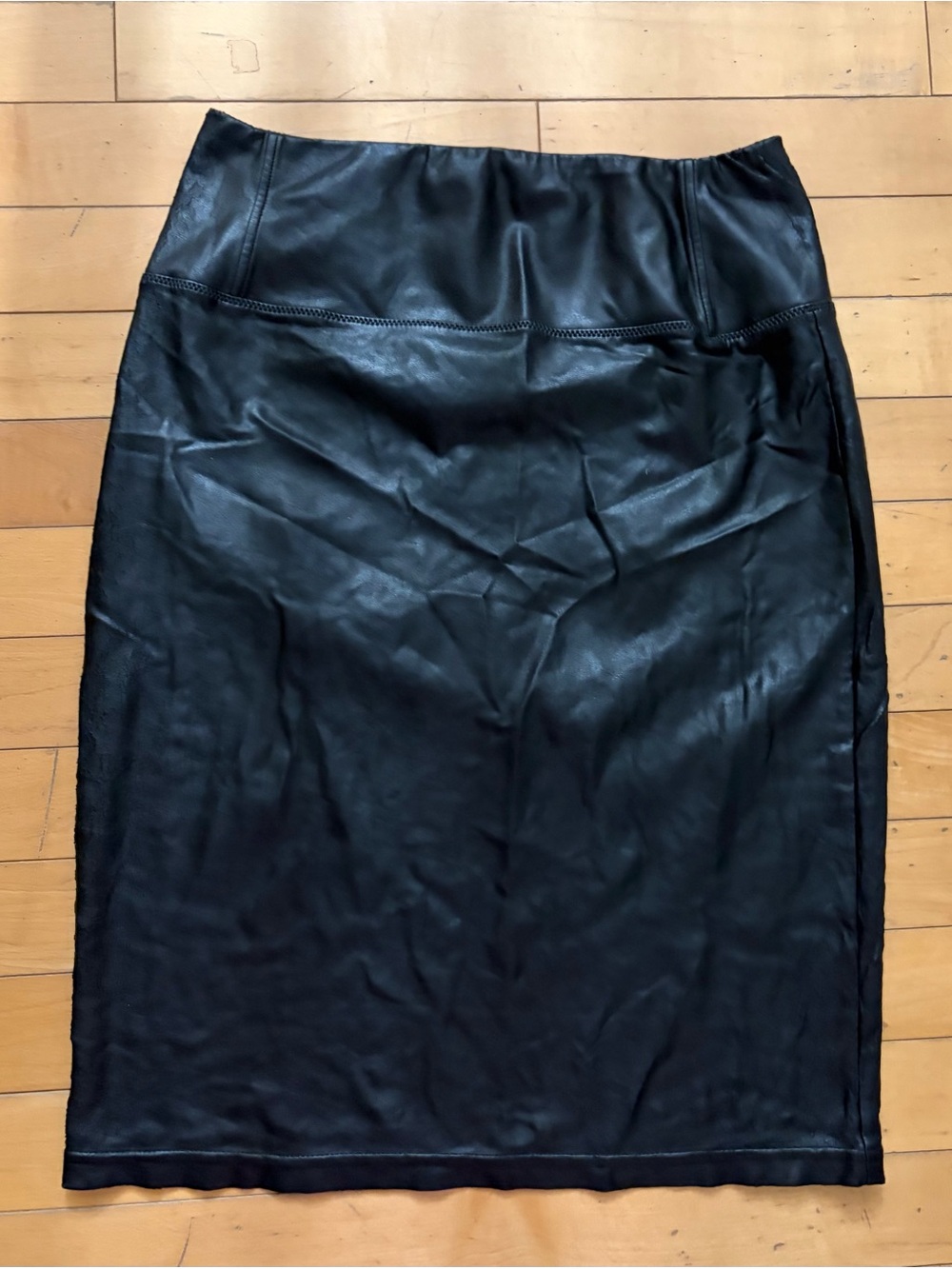 Black Faux Leather Pencil Skirt - Women's